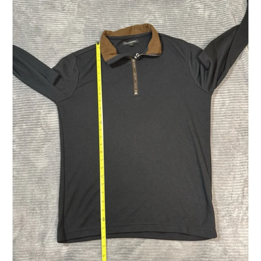 Banana‎ Republic 1/4 Zip Pullover Size M Black And Brown Collar